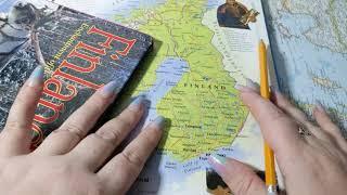 ASMR  Finland History & Geography  Soft Spoken Map Tracing Page Turning