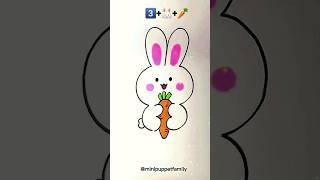 How To Draw An Easy Rabbit And Carrot 3️⃣ #shorts #rabbit #carrot #art #painting #drawing #love