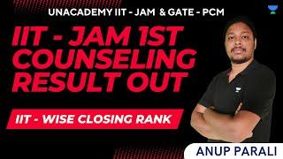 IIT - JAM 1st Counseling Result Out I IIT Wise Closing Rank  Anup Parali