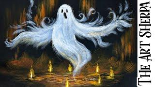 Dancing Ghost  How to Draw and Paint tutorial for Beginners 13 days of Halloween