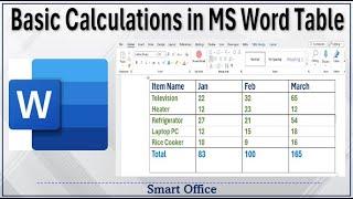 Calculate Total in MS Word Table  SUM Function in MS Word Table