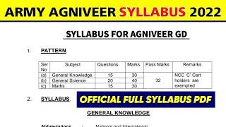 Army Agniveer Syllabus 2022  Agniveer GD Syllabus Exam Pattern 2022  Agniveer Army Sol GD Syllabus