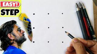 Easy MS Dhoni Drawing  How to draw MS Dhoni drawing step by step