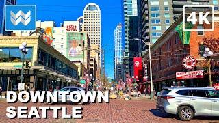 4K DOWNTOWN SEATTLE WASHINGTON USA - Pike Street to Pine Street 2024 Walking Tour Vlog & Guide