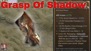 Diablo IV Unique Items -  Grasp Of Shadow Rogue Gloves