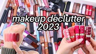 MAKEUP DECLUTTER 2023 Swatching ALL of My Lipsticks + What I Got Rid Of & Kept