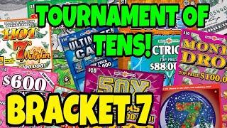 TOURNAMENT OF TENS #7 $100 LOTTERY SCRATCH OFF CHALLENGE #scratchers #scratchoffs #lottery