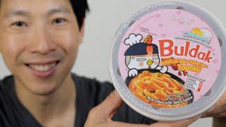 Samyang Buldak Carbonara Topokki Review Korean Spicy Rice Cakes