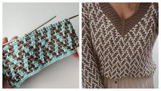 Нежный красивый узор спицамиЛенивый жаккард@Knitting_with_Vera #knitting#вязаниеспицами#вязание