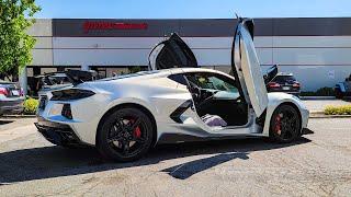 Chevrolet Corvette C8 with Vertical Lambo Doors installed by Vertical Doors Inc. VDCCHEVYCORC820