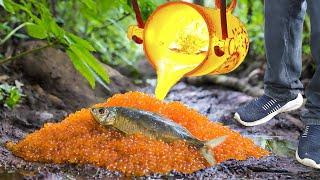 Experiment Lava vs Caviar Fish Egg