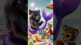 Black Cat Mermaid Saves Baby Tiger She was Rewarded for Being Kind ️ Cat Short Story #shorts #cat