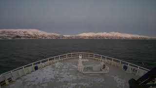 Relaxing realtime video of ship going north of the polar circle.