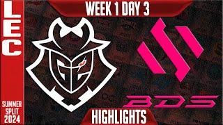 G2 vs BDS Highlights  LEC W1D3 Summer 2024  G2 Esports vs Team BDS Week 1 Day 3