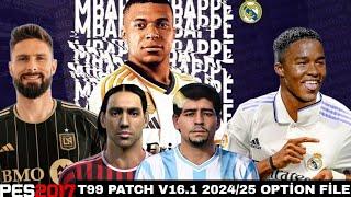 PES 2017 T99 v16.1 PATCH 2024-25&OPTION FILE PATCH SETUP AND GAMEPLAY New Transfers & Legends