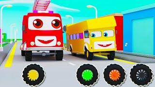 Colorful Buses Song  Learn Colors with Vehicles  Finger Family Song  Nursery Rhymes for Kids