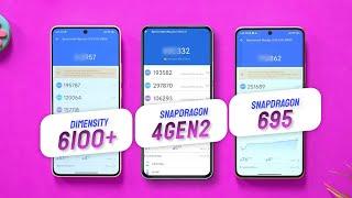 Dimensity 6100 Plus Vs Snapdragon 4 Gen 2 Vs Snapdragon 695  Antutu Benchmark & Specification