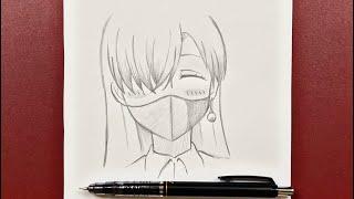 Easy anime drawing  how to draw Elizabeth wearing a Mask easy step-by-step