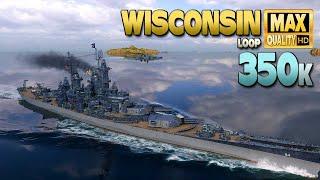 Battleship Wisconsin Nice 350k on map Loop - World of Warships