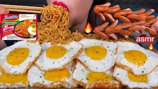 ASMR SPICY INDOMIE MI GORENG FRIED EGGS SAUSAGES 먹방 MUKBANG MASSIVE Eating sounds