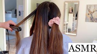 ASMR  Beautiful Hair Straightening with my Friend  hair play with styling & brushing no talking