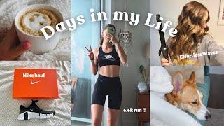 PRODUCTIVE VLOG Nike Haul 6.6K Run + Effortless Beach Waves like a hairdresser