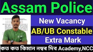 Assam Police New Vacancy 2023ABUB Constable AB SIUB SI Extra Mark Full Details 