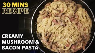 Creamy Mushroom and Bacon Pasta Recipe  The Secret Yorkshire Cook