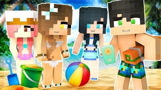 Minecraft - BABIES GO TO THE BEACH BUILDING THE BEST SANDCASTLE Minecraft Roleplay