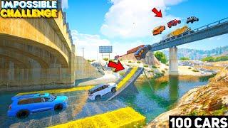 GTA 5 100 Indian Cars Vs 2 Lagest Bridge Jump + River Race Challenge  GTA 5 MODS