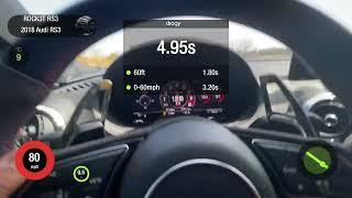 Audi RS3 Unitronic Stage 2 93 Octane 0-60 and 14 mile times