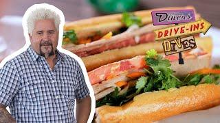 Guy Fieri Eats Banh Mi Dac Biet  Diners Drive-Ins and Dives  Food Network