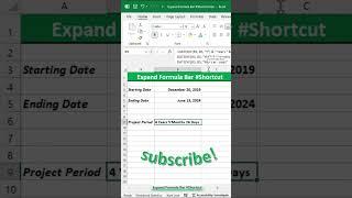 Expand Excel Formula Bar #Shortcut