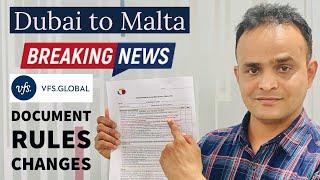 Dubai to Malta Latest Update March 2022  VFS Document Rules Changes  How to Prepare File for Malta