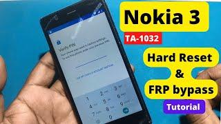 Nokia 3 Hard Reset And FRP bypass Full Tutorial 2022  Nokia TA-1032 Verify pin After Hard Reset