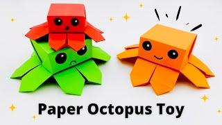 Origami Jumping Paper Octopus  How to make a fidget toy  Moving Paper TOY  Paper Craft