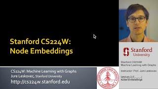 Stanford CS224W Machine Learning with Graphs  2021  Lecture 3.1 - Node Embeddings