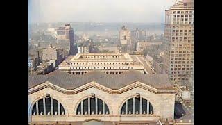 New York wonderful old Penn station around and before 1950 in color A.I. enhanced & colorized