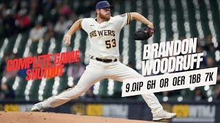 Brandon Woodruff Pitching Complete Game Shutout Brewers vs Marlins  91123  MLB Highlights