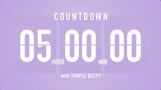 5 Hours Countdown Flip Clock Timer  Simple Beeps 🫐 