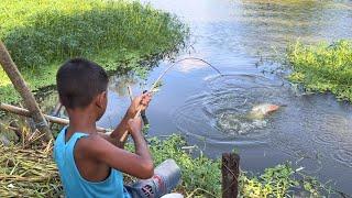 Amazing Village Smart Boy Fishing With Hook  Traditional Hook Fishing  Рыбалка Видео