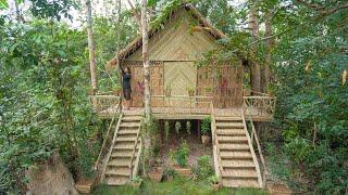 Girl Living Off the Grid Build The Most Beautiful Bamboo Villa House in my Backyard