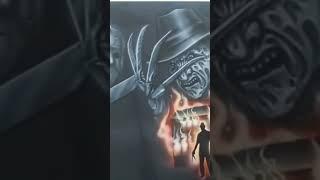 Halloween airbrush painting Freddy Jason and Michael