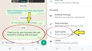 How to send Quick Reply in WhatsApp Business  What is Quick Reply in WhatsApp Business