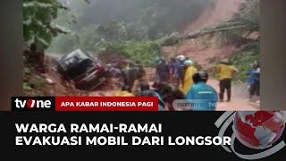 Dramatis Warga Evakuasi Mobil Terhimpit Material Longsor  AKIP tvOne