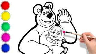 Draw and color Masha and the bear drawing for children