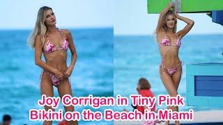 Joy Corrigan in Tiny Pink Bikini on the Beach in Miami