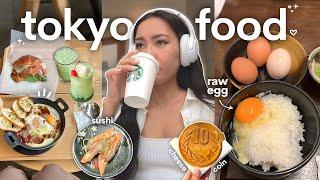 What I Ate in Tokyo  raw egg buffet Starbucks Roastery conveyor belt sushi  japan travel vlog