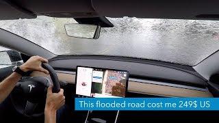 Flooded Road  Tesla Model 3