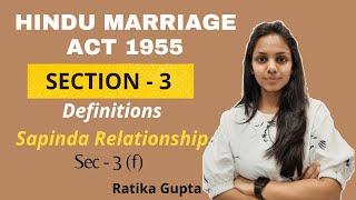 Section - 3f Sapinda Relationship  Hindu Marriage Act 1955
